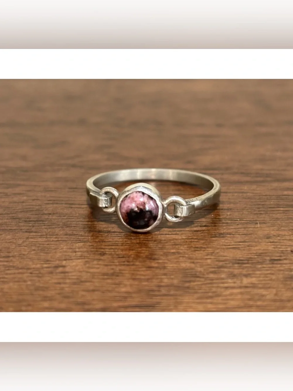 Sterling Silver 925 Rhodonite Ring Size 8.5 Made In Guatemala